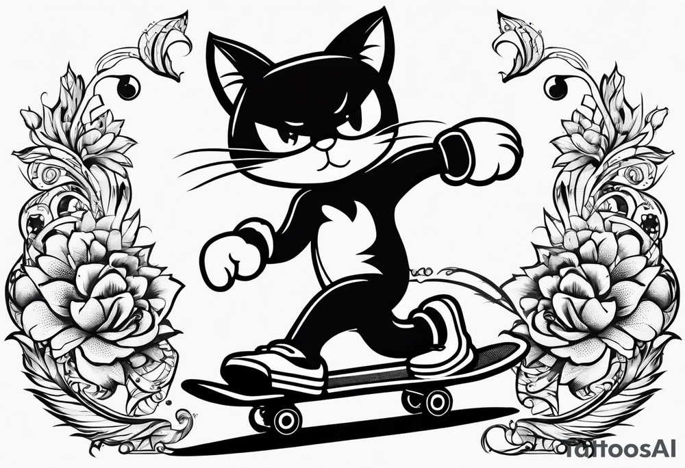Felix. The cat skateboarding. tattoo idea