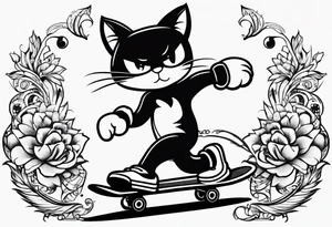 Felix. The cat skateboarding. tattoo idea