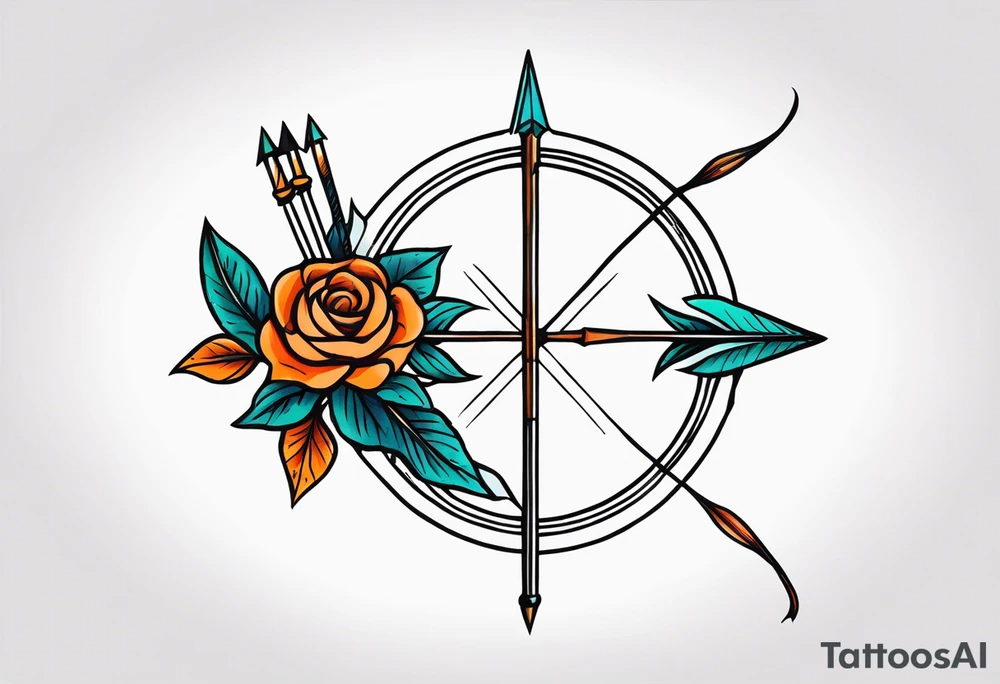 bow and arrow not stretched tattoo idea