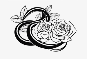 Cobra pintada de preto com rosas brancas tattoo idea