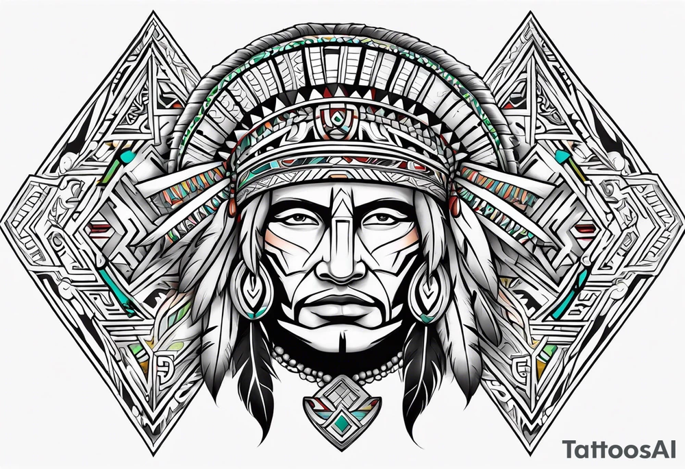 Combine Native American tribal art with Irish and German elements for a shoulder cap tattoo idea