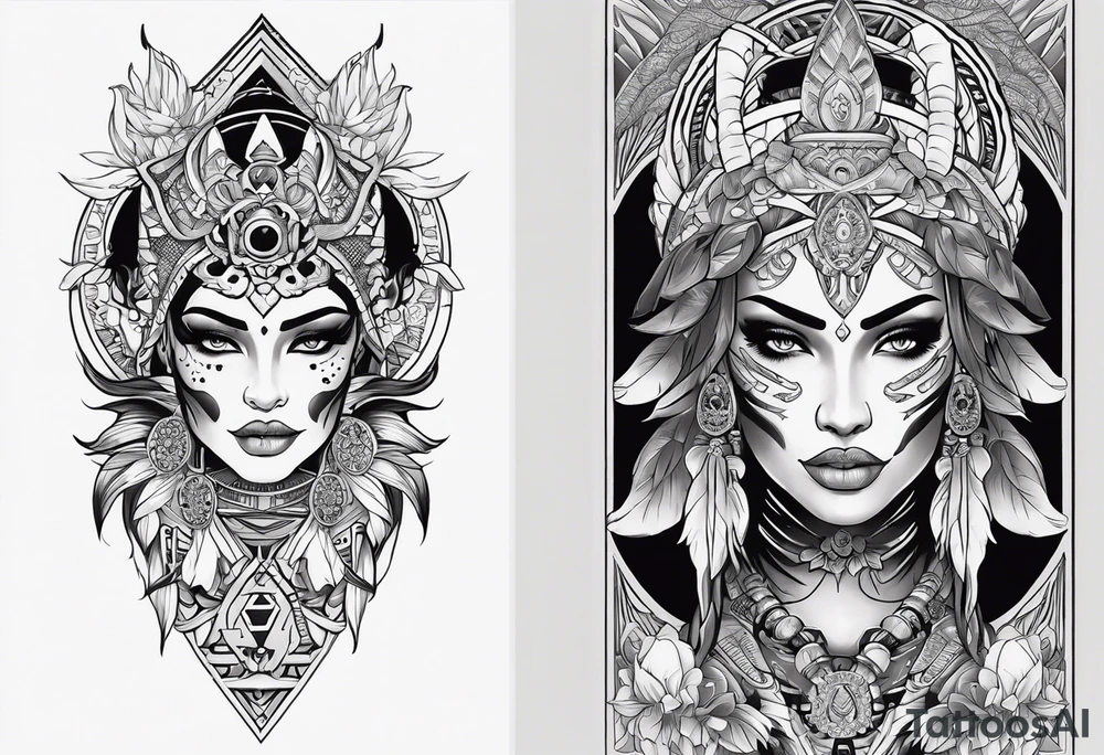kali ma, alien goddess, valkrye, pirate, divine feminine, zenza resonance, pachamama, lotus azul, blank panther, eagle, skull, 5D, nueva gaya, dna 12 tattoo idea