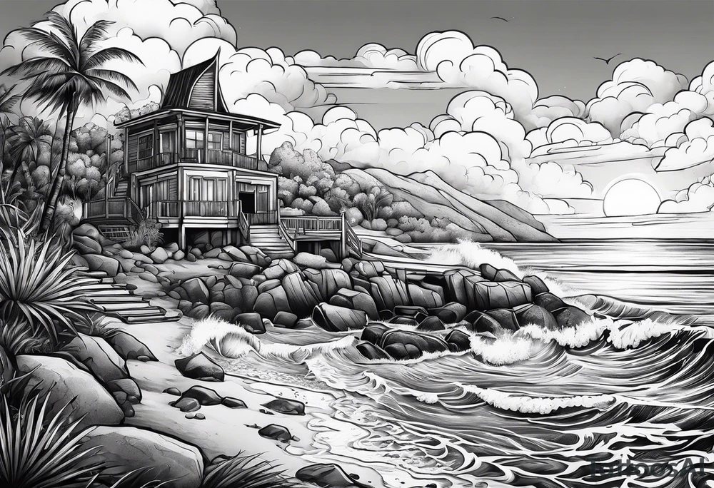 Beach scene tattoo idea
