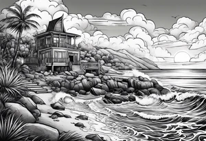 Beach scene tattoo idea