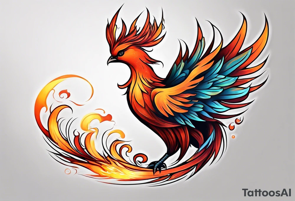 little pheonix in fire tattoo idea