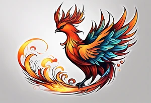 little pheonix in fire tattoo idea