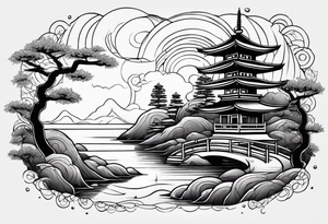 Design a tattoo based on a Japanese sand garden tattoo idea