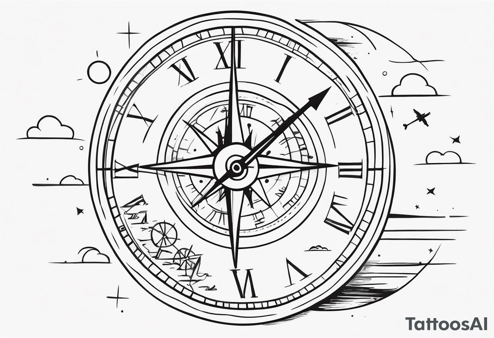 Very Simple tattoo combining elements of time, travel, and direction. tattoo idea Very Simple tattoo combining elements of time, travel, and direction. tattoo idea