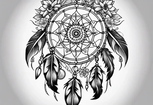 dream catcher with flowers tattoo idea