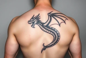 a full picture of a dragon flying aggressively tattoo idea