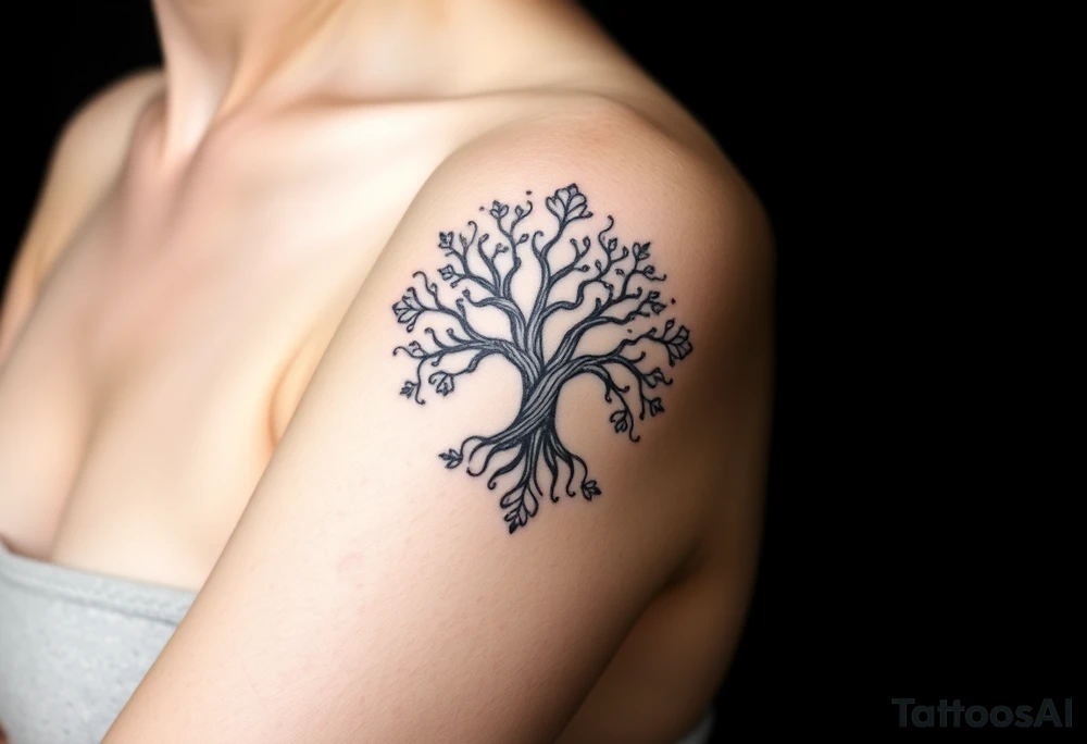 powerful, graceful, tree of life, with mendala incorporate tattoo idea