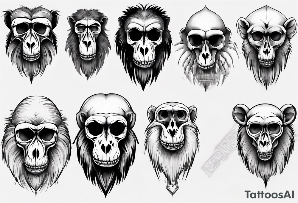 baboon skull tattoo idea
