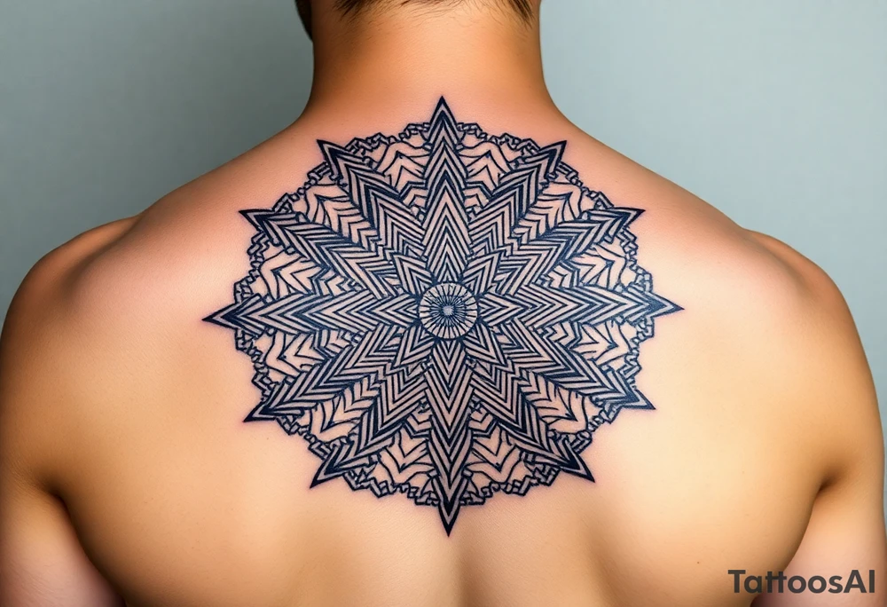 intricate mandala with sacred geometry and cosmic elements tattoo idea