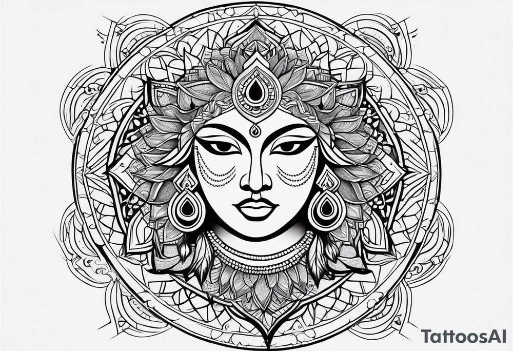 kali, durga, geometric mandala tattoo idea