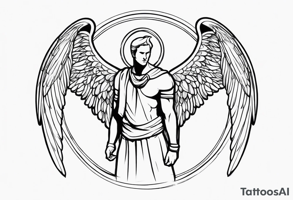 2 male guardian angels tattoo idea