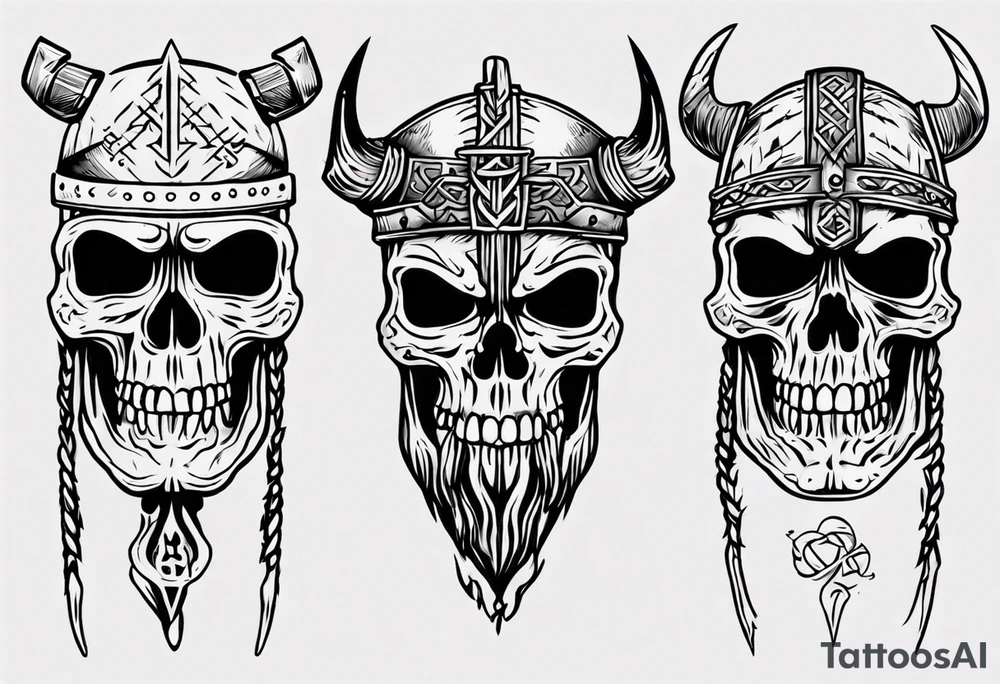 Viking skeleton head tattoo idea