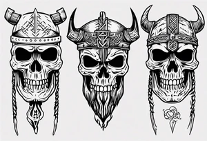Viking skeleton head tattoo idea