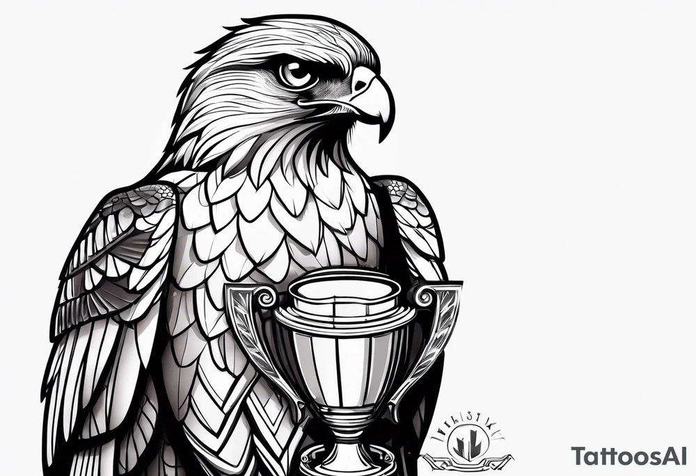 Hawk holding a trophy 2024 tattoo idea