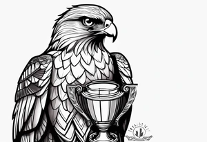 Hawk holding a trophy 2024 tattoo idea