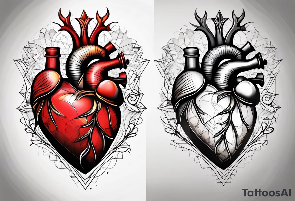 Heart with click in middle hands on 8 and 5 tattoo idea