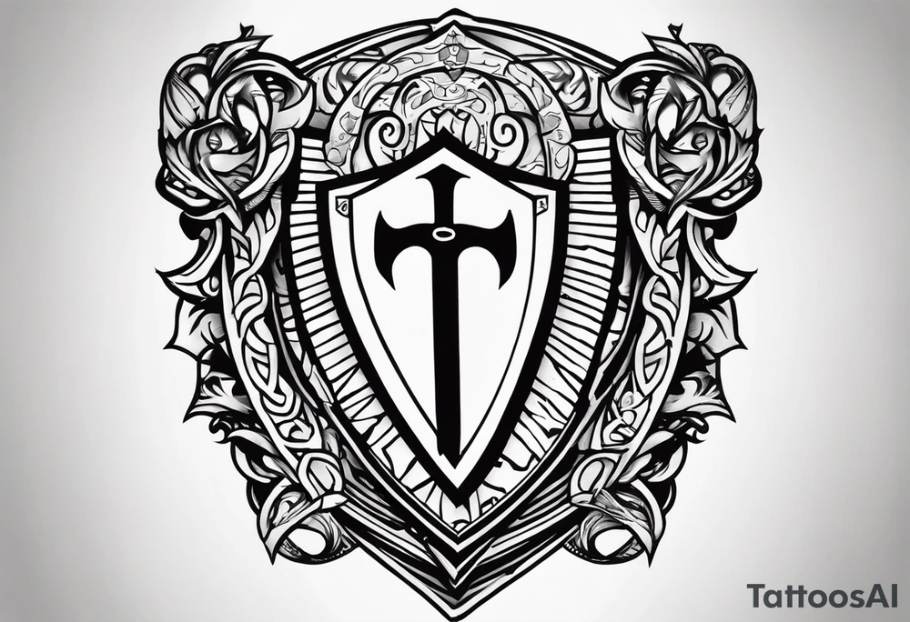 Valhalla shield sword tattoo idea