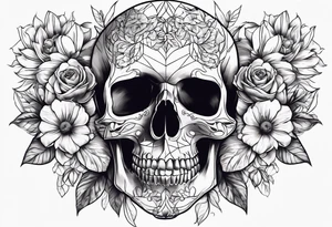 Flowers and skull tattoo idea