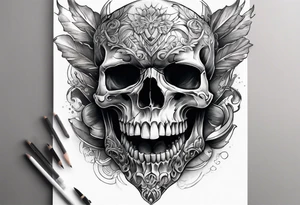 Unique tattoo design featuring a skull emerging from the skin with muzzle on the mouth that appears to be releasing or breaking free from its constraints. tattoo idea