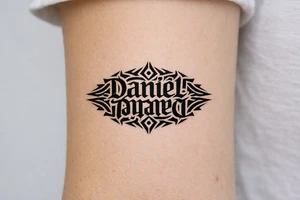 an ambigram of Daniel and Valerie - when its flipped over its the other name tattoo idea