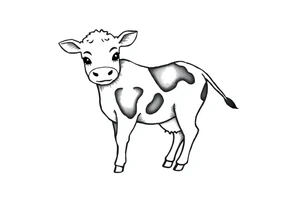 small cute black and white patched baby cow tattoo idea