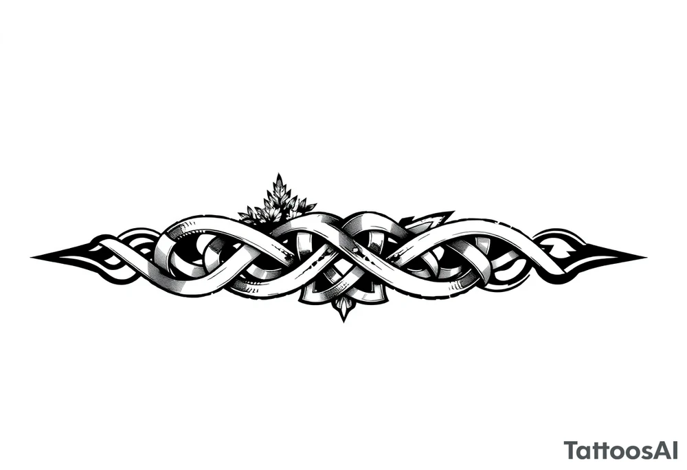 Arm band tattoo of Celtic knot combined with nature tattoo idea