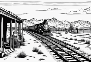 Western with train tracks tattoo idea