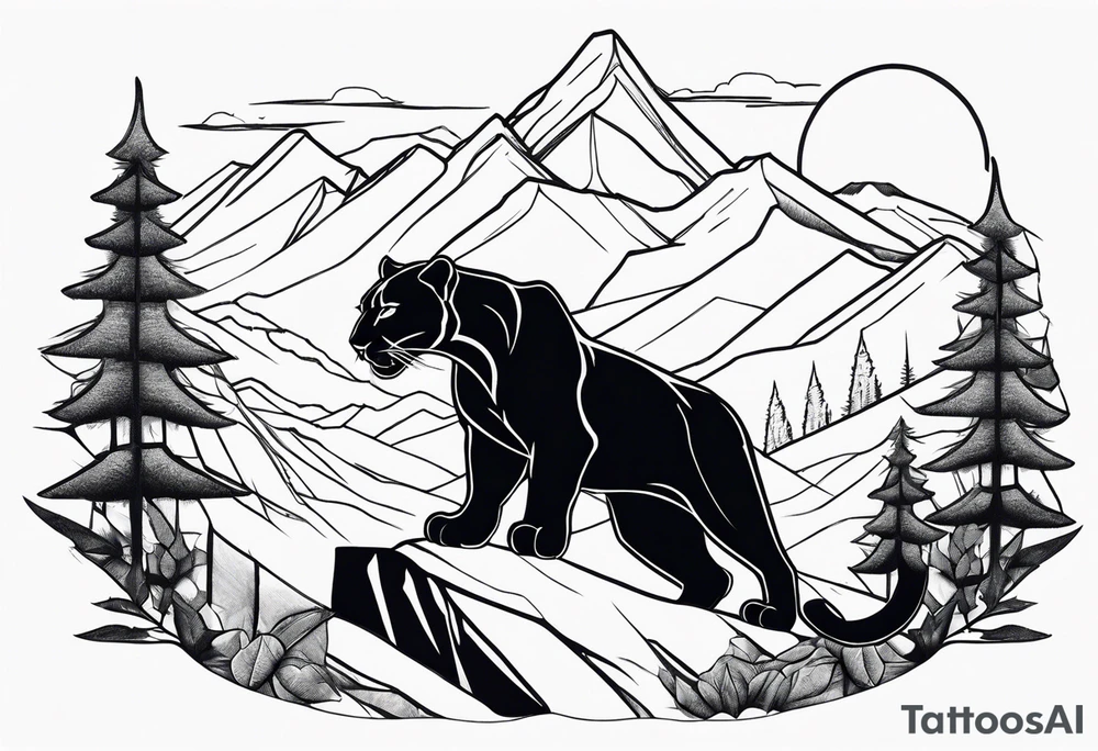 panther in mountains tattoo idea