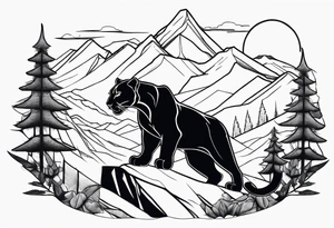panther in mountains tattoo idea