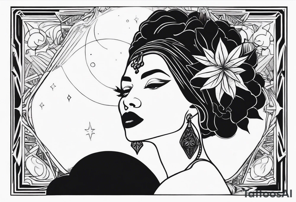 Black Goddess of sativa tattoo idea