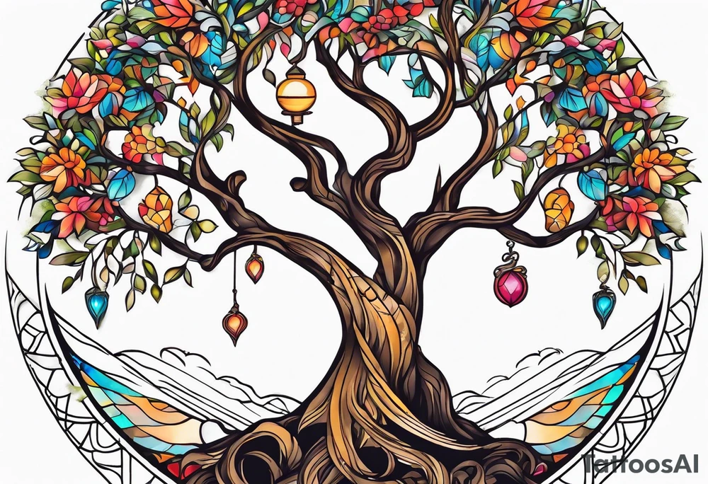 Tree of life with two dates tattoo idea
