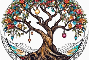 Tree of life with two dates tattoo idea