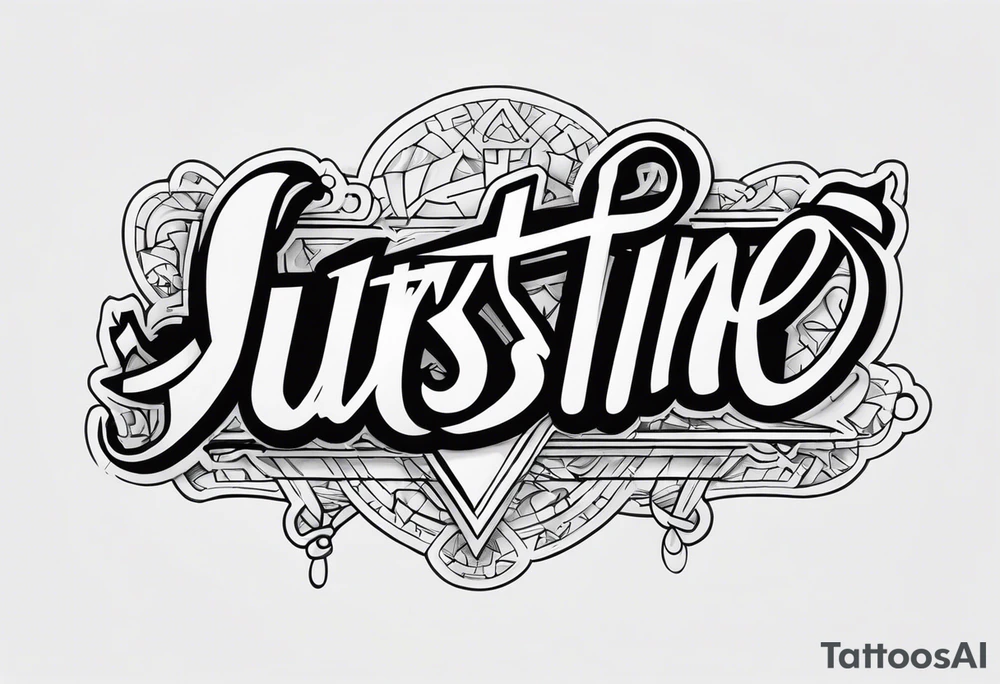 Graffiti style banner with the name Justine tattoo idea