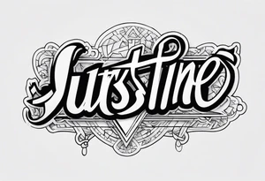 Graffiti style banner with the name Justine tattoo idea