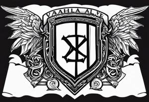 Valhalla shield sword  axe stairs tattoo idea