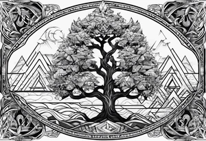 Viking tree with triangles tattoo idea