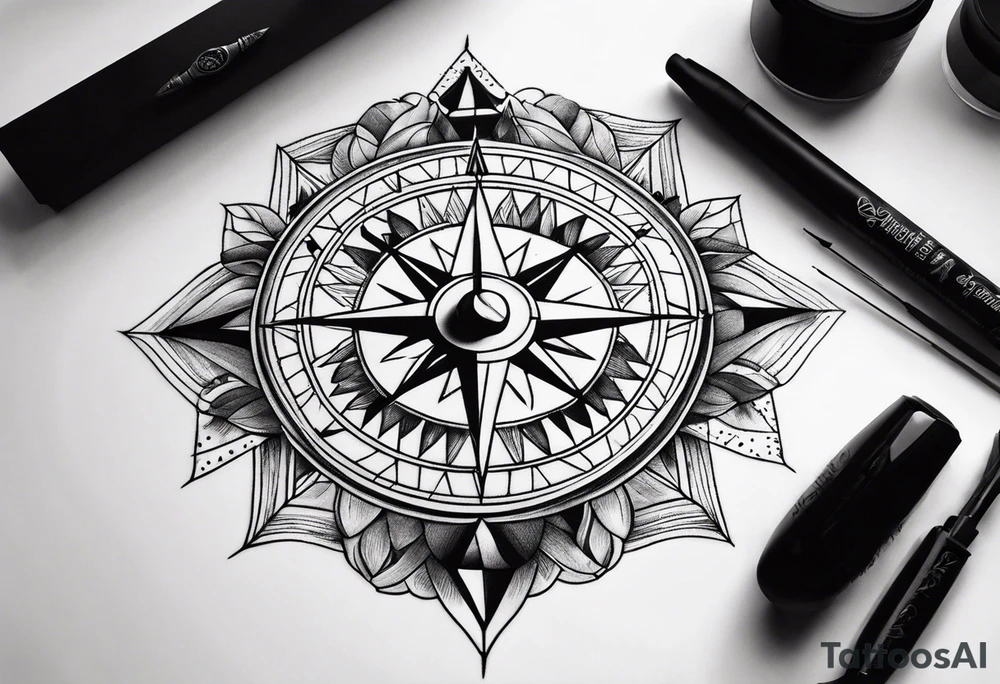 Campfire nature compass tattoo idea