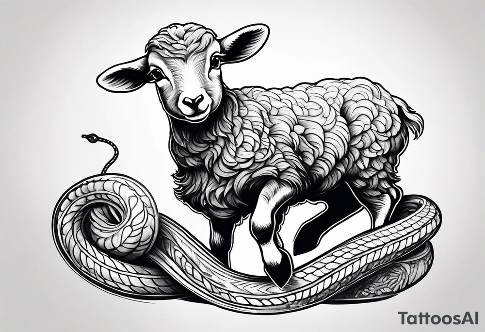 Tattoo of lamb stomping on a snake tattoo idea