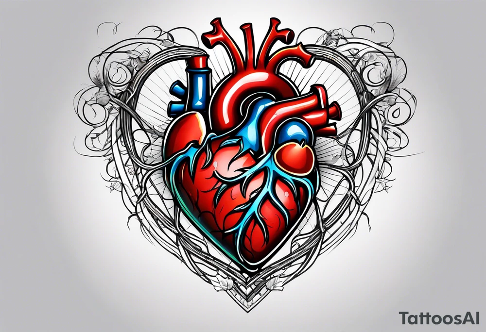 heart surrounded with wire tattoo idea