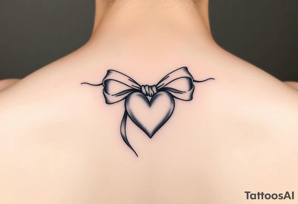 delicate bow with center tied into a heart tattoo idea