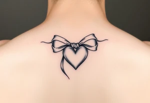 delicate bow with center tied into a heart tattoo idea