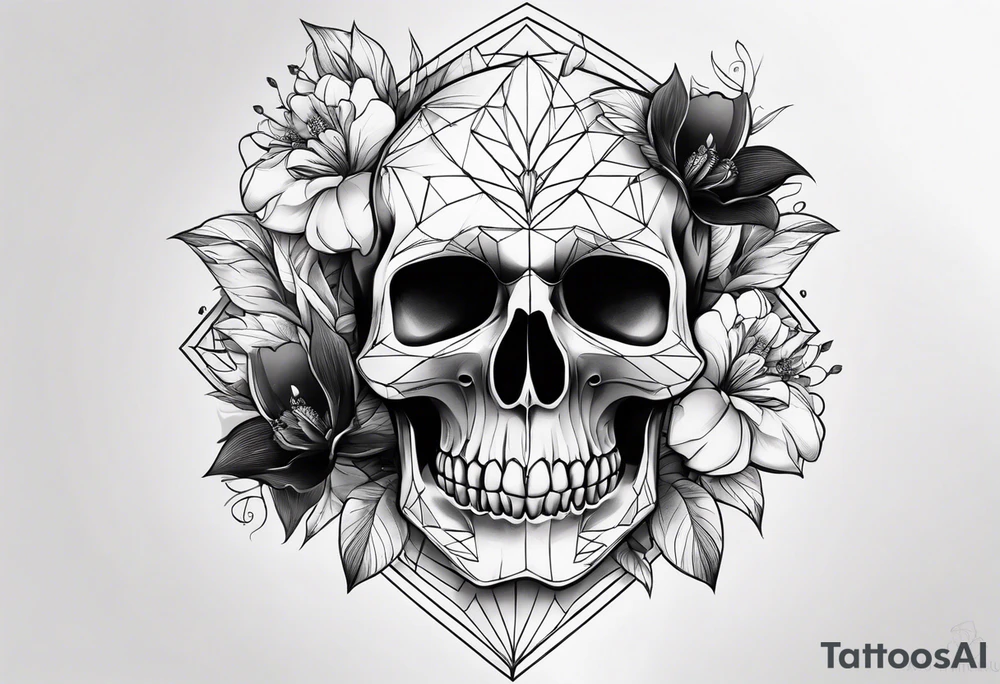 skull and flowers tattoo for full sleeve tattoo idea