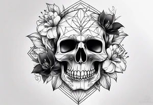skull and flowers tattoo for full sleeve tattoo idea