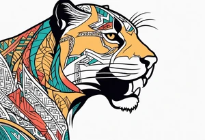Panther with old school tattoos tattoo idea