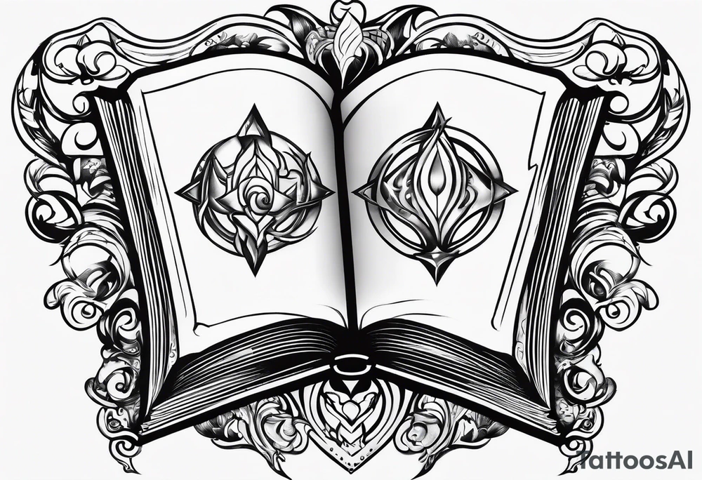 Twin flame symbol with a book tattoo idea