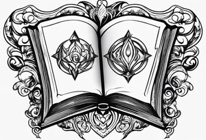 Twin flame symbol with a book tattoo idea